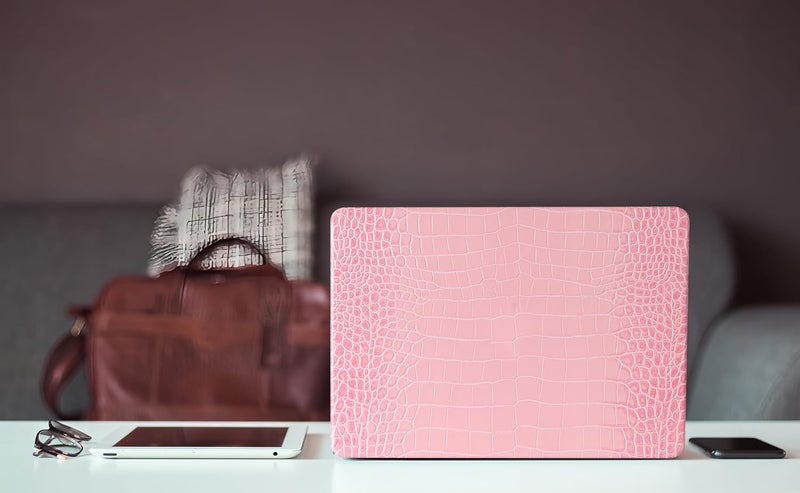 KEROM Compatible with Crocodile MacBook Air 13 Inch Case 2025-2022 M4 M3 M2 A3240 A3113 A2681, Textured Elegant Luxury Aligator Skin Snakeskin PU Leather Hardshell Case & Keyboard Cover, Pink - Image 4